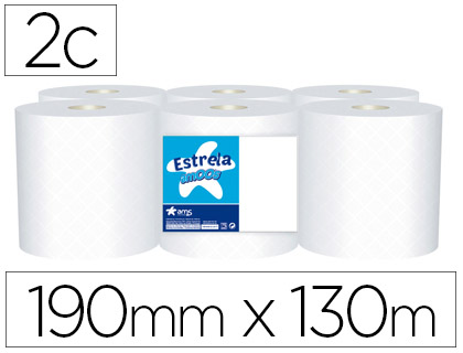 PAPEL SECAMANOS AMOOS 2 CAPAS 192 MM X 130 MT PAQUETE DE 6 ROLLOS